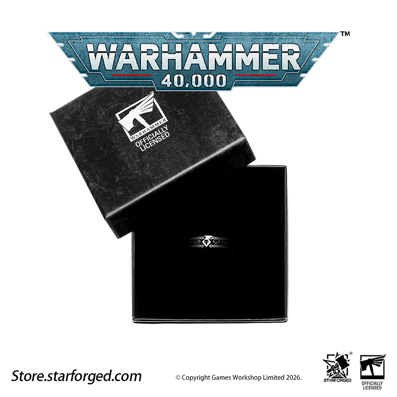 Starforged Warhammer 40K Orks & Fenrisian wolves Leagues of Votann Steel Men's Ring - Image 16