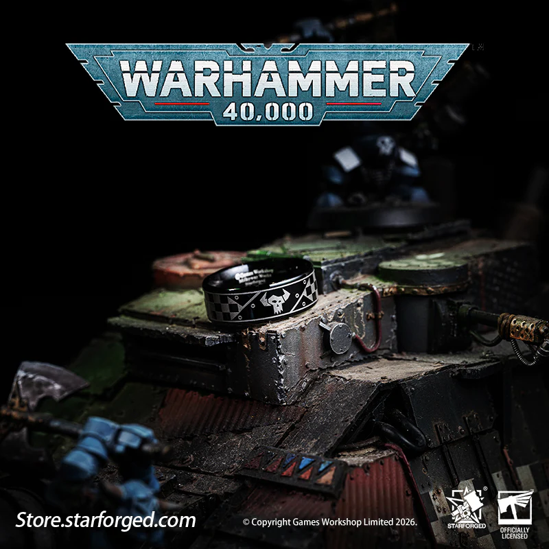 Starforged Warhammer 40K Orks & Fenrisian wolves Leagues of Votann Steel Men's Ring - Image 2