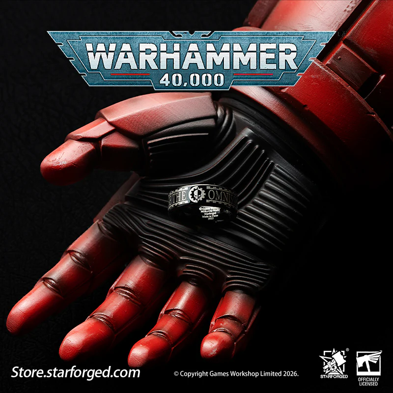 Starforged Warhammer 40K Orks & Fenrisian wolves Leagues of Votann Steel Men's Ring - Image 4