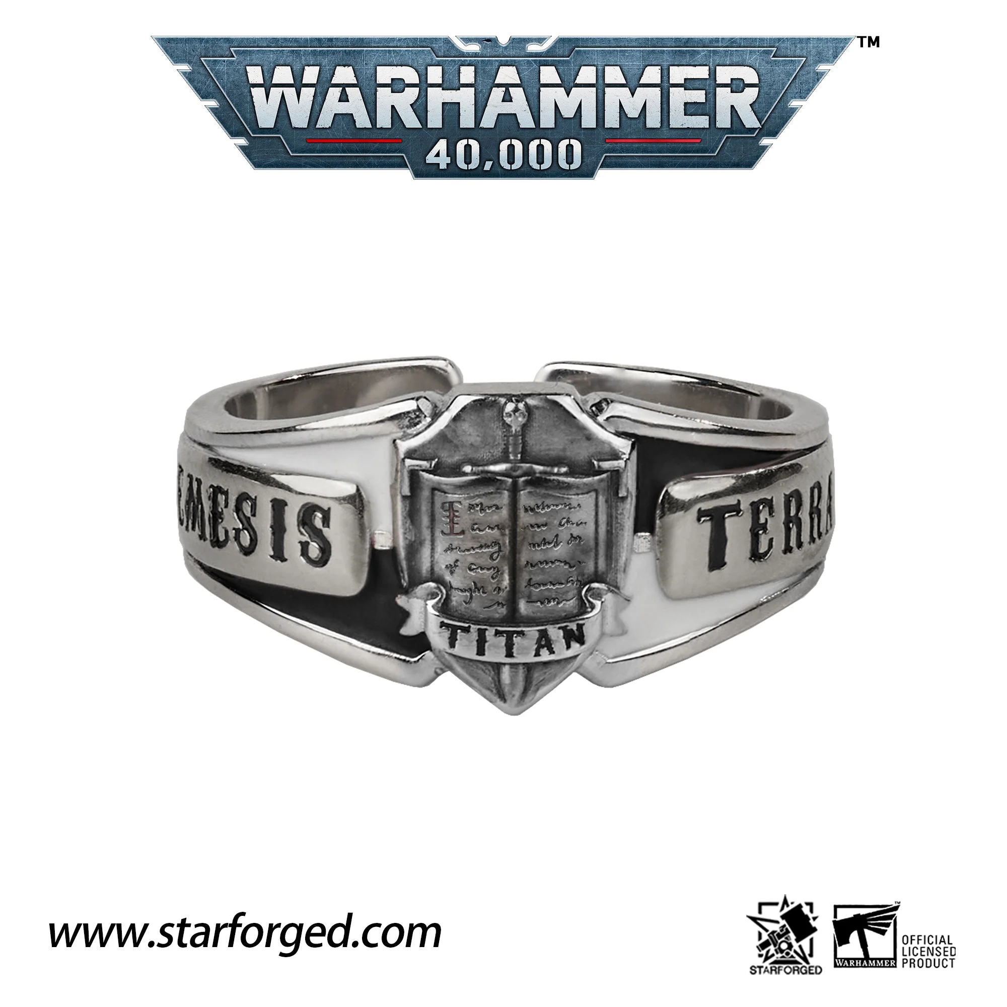 Starforged Warhammer 40K Space Marine Grey Knight Kaldor Draigo Oath ring Men's Gift Sterling Silver - Image 2