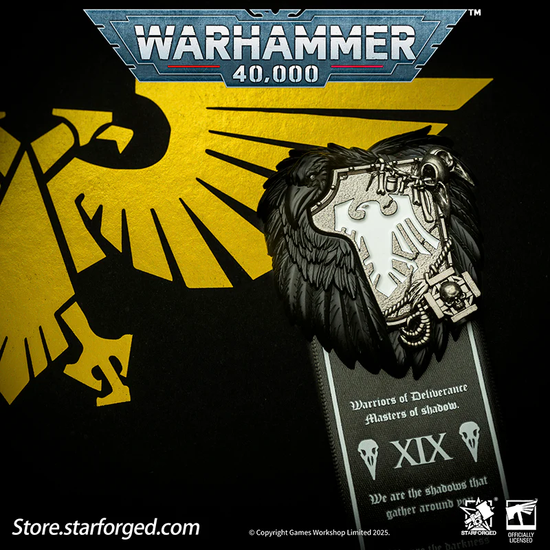 Starforged Warhammer 40K Space Marines Raven Guard Scroll Seal Badge Pin Men's Jewelry Accessories - Image 5