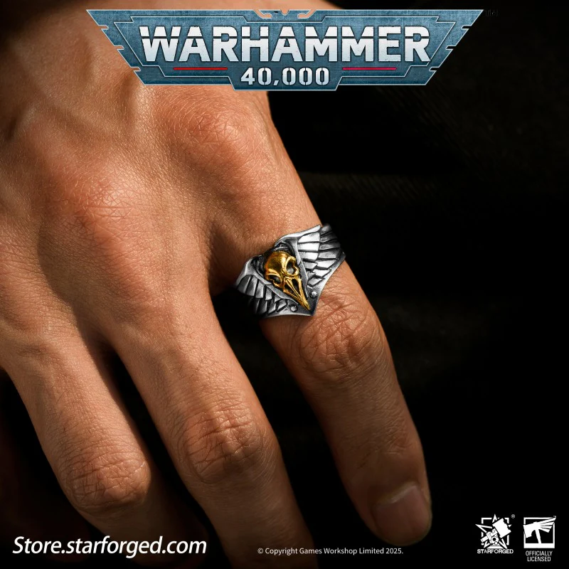 Starforged Warhammer 40K The Black Wings of Deliverance Raven Guard Silver Ring Accessories - Image 4