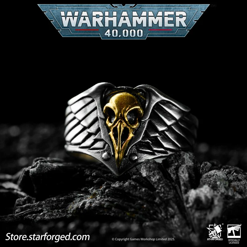 Starforged Warhammer 40K The Black Wings of Deliverance Raven Guard Silver Ring Accessories - Image 5