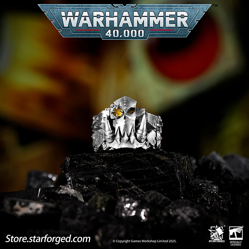 Starforged Warhammer 40K The couple ring of Gork and Mork Greenskins Orkz Silver Rings Accessories Jewelry - Image 6