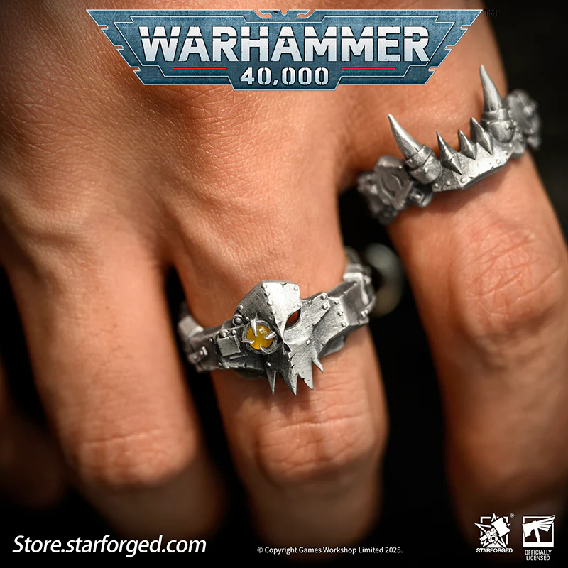 Starforged Warhammer 40K The couple ring of Gork and Mork Greenskins Orkz Silver Rings Accessories Jewelry - Image 7