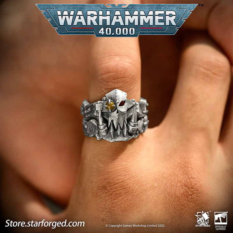 Starforged Warhammer 40K The couple ring of Gork and Mork Greenskins Orkz Silver Rings Accessories Jewelry - Image 8