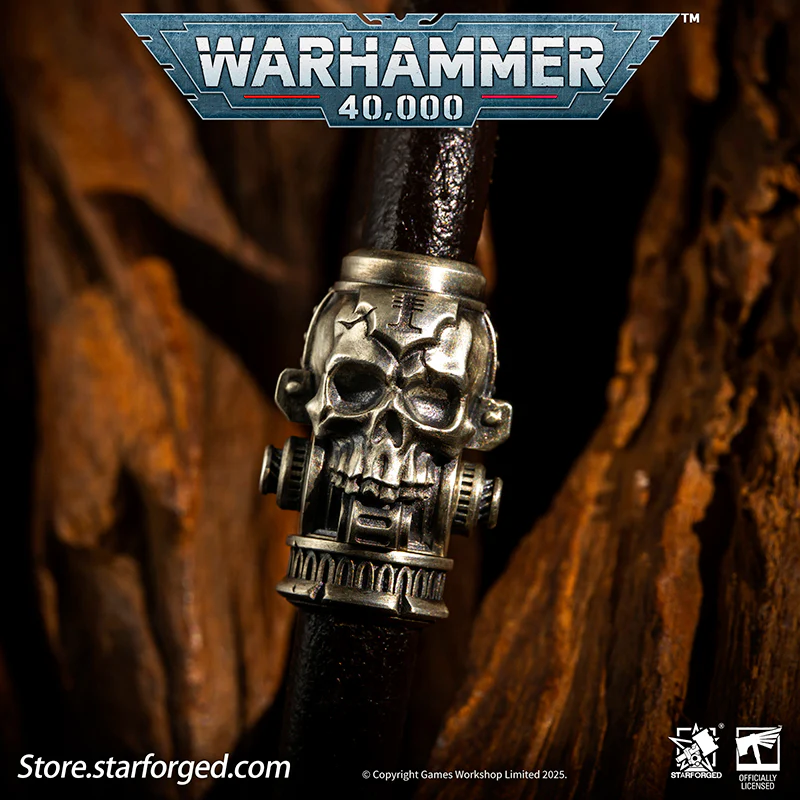 Starforged Warhammer 40K The Imperium Servo Skull Leather Braclet Men's Jewelry Accessories