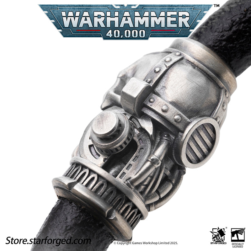 Starforged Warhammer 40K The Imperium Servo Skull Leather Braclet Men's Jewelry Accessories - Image 10