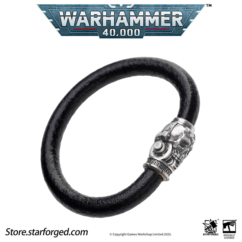 Starforged Warhammer 40K The Imperium Servo Skull Leather Braclet Men's Jewelry Accessories - Image 11