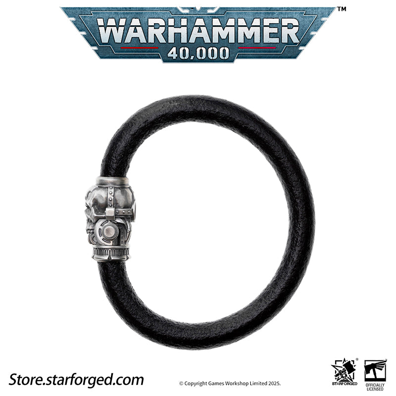 Starforged Warhammer 40K The Imperium Servo Skull Leather Braclet Men's Jewelry Accessories - Image 12