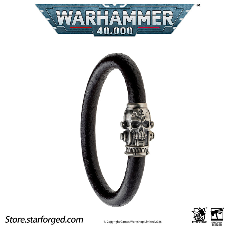 Starforged Warhammer 40K The Imperium Servo Skull Leather Braclet Men's Jewelry Accessories - Image 13