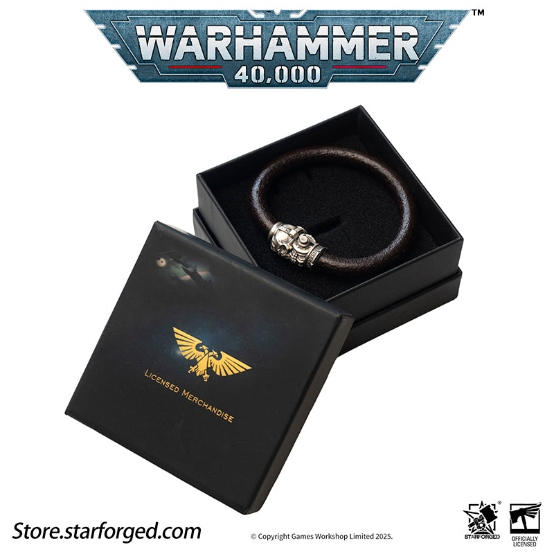 Starforged Warhammer 40K The Imperium Servo Skull Leather Braclet Men's Jewelry Accessories - Image 14