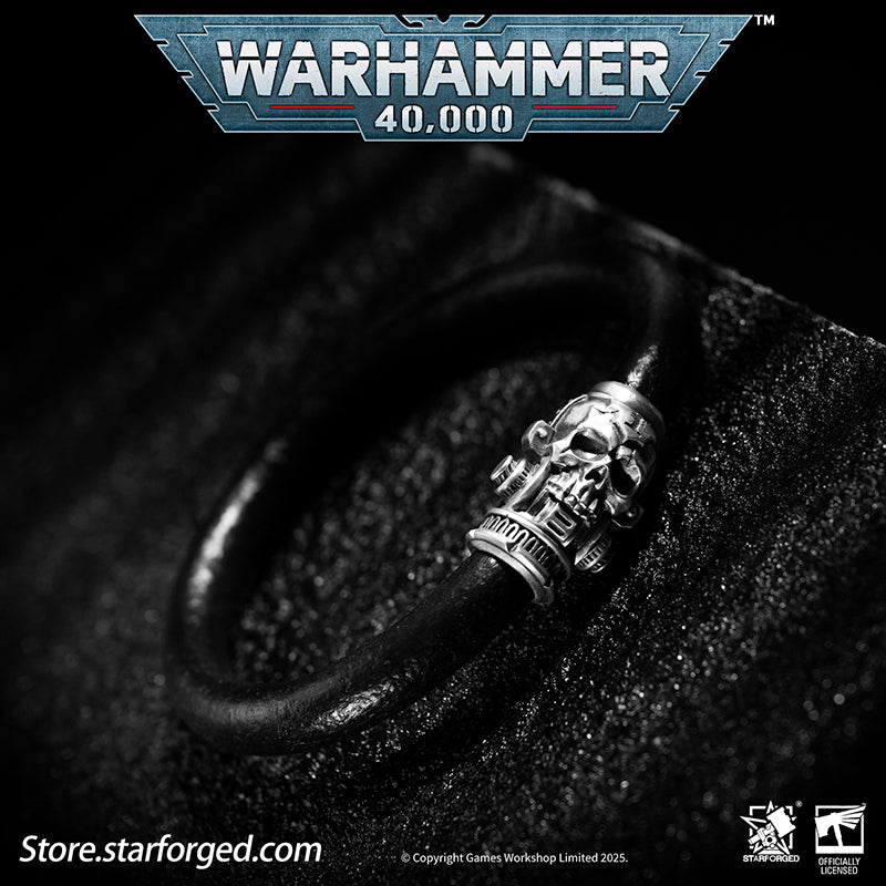 Starforged Warhammer 40K The Imperium Servo Skull Leather Braclet Men's Jewelry Accessories - Image 5