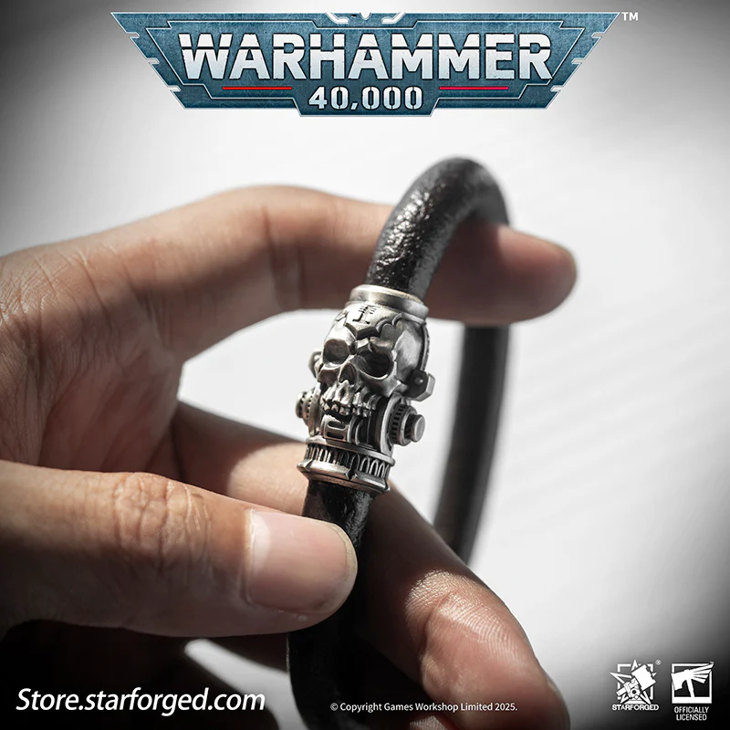Starforged Warhammer 40K The Imperium Servo Skull Leather Braclet Men's Jewelry Accessories - Image 8