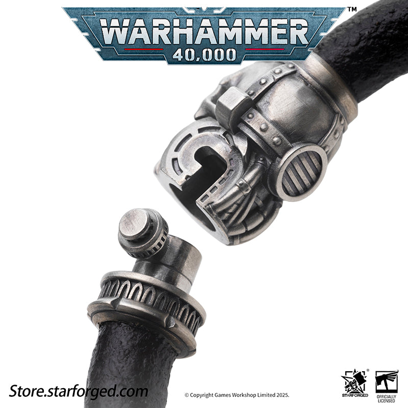 Starforged Warhammer 40K The Imperium Servo Skull Leather Braclet Men's Jewelry Accessories - Image 9