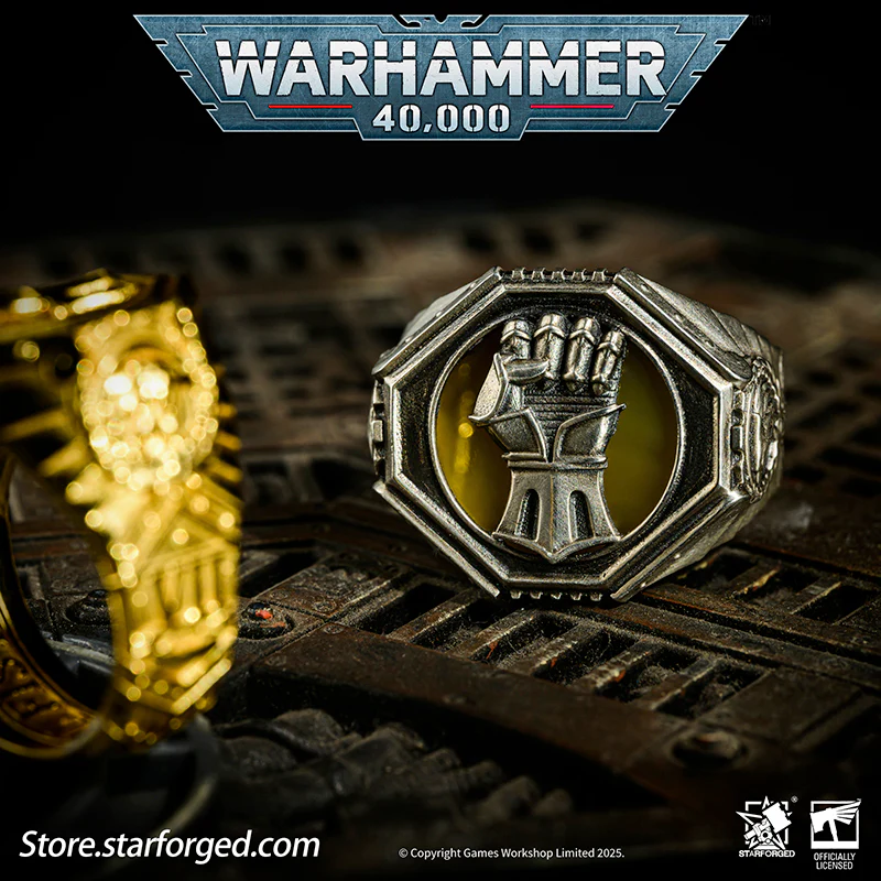 Starforged Warhammer 40K The Sigil Ring of Dorn Imperial Fists Silver Ring Accessories Jewelry - Image 11