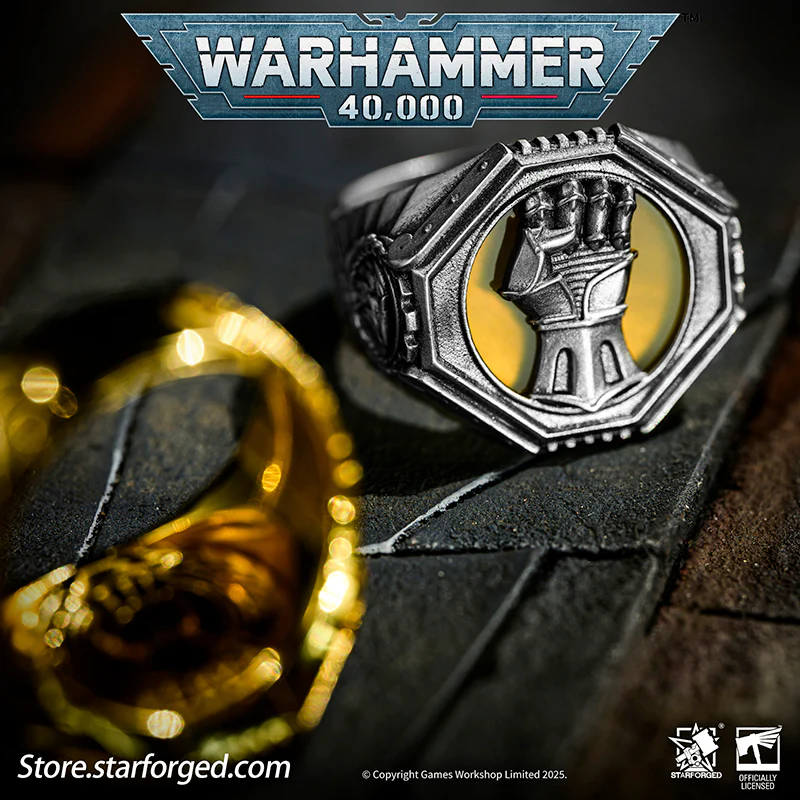 Starforged Warhammer 40K The Sigil Ring of Dorn Imperial Fists Silver Ring Accessories Jewelry - Image 4