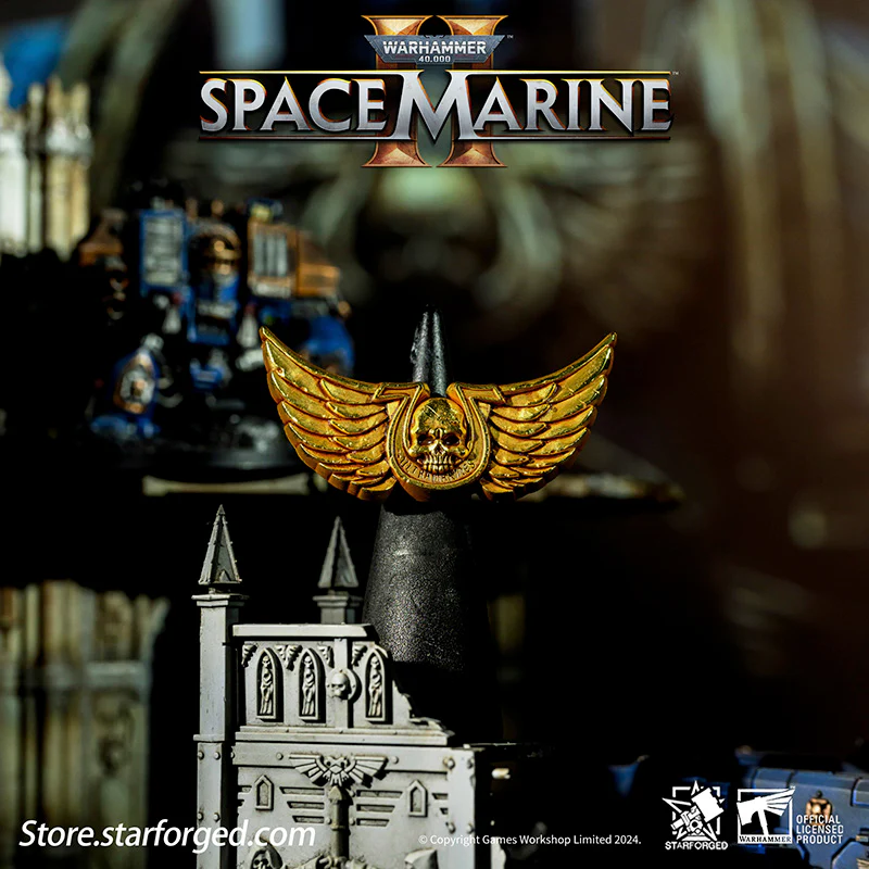 Starforged Warhammer 40K Titus Ultramarines Courage & Honour Pin Badge Men's Accessories - Image 5