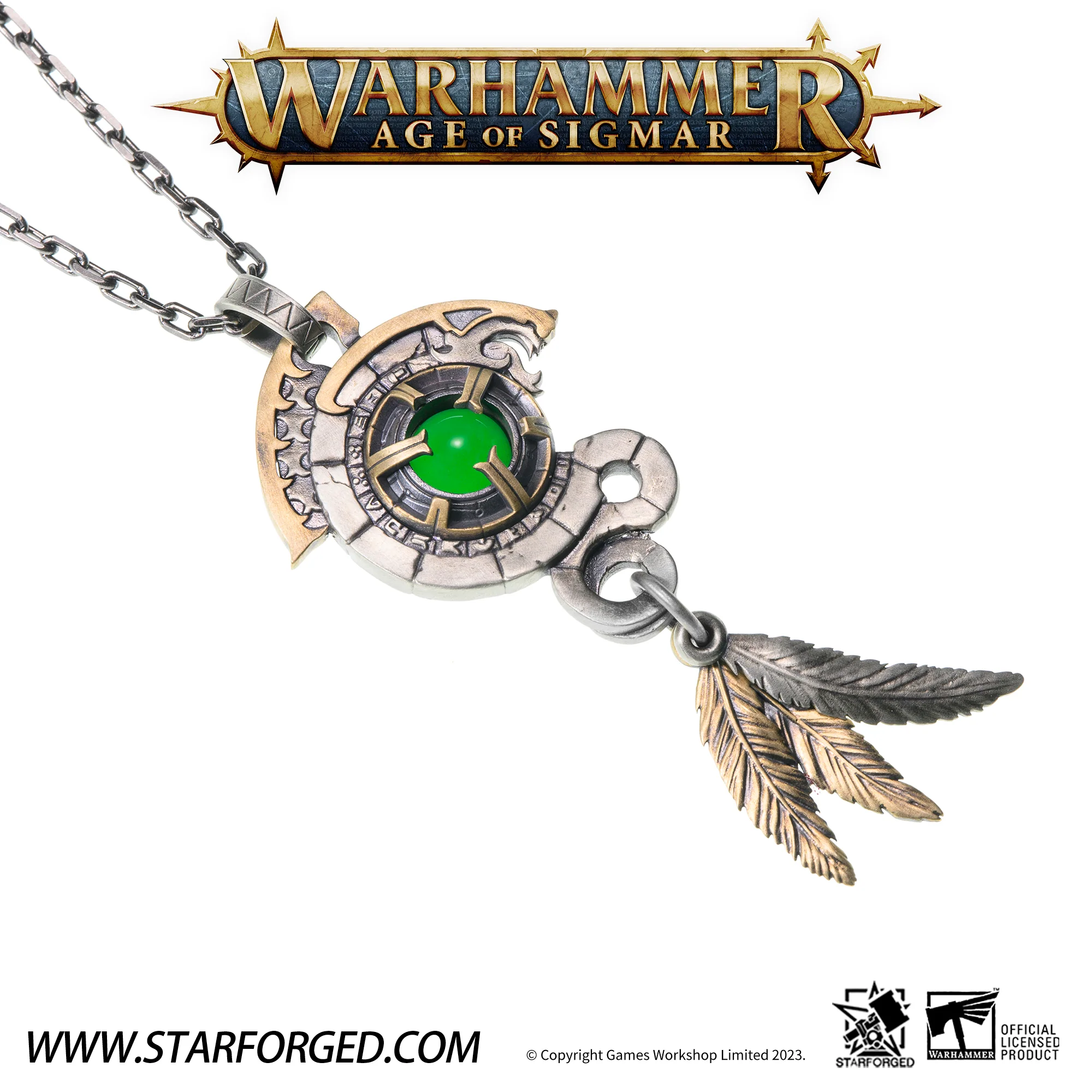 Starforged Warhammer Age of Sigmar Seraphon Astrolith Men's Green Gemstone Necklace Accessories 2024 New Gift - Image 12
