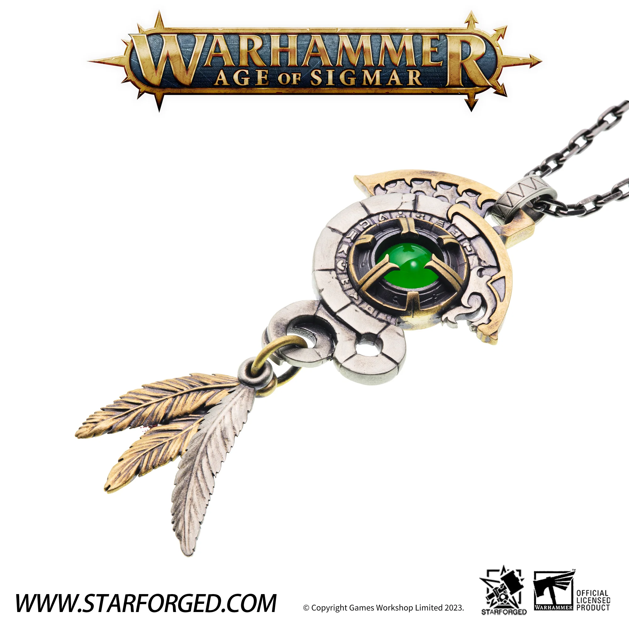 Starforged Warhammer Age of Sigmar Seraphon Astrolith Men's Green Gemstone Necklace Accessories 2024 New Gift - Image 13