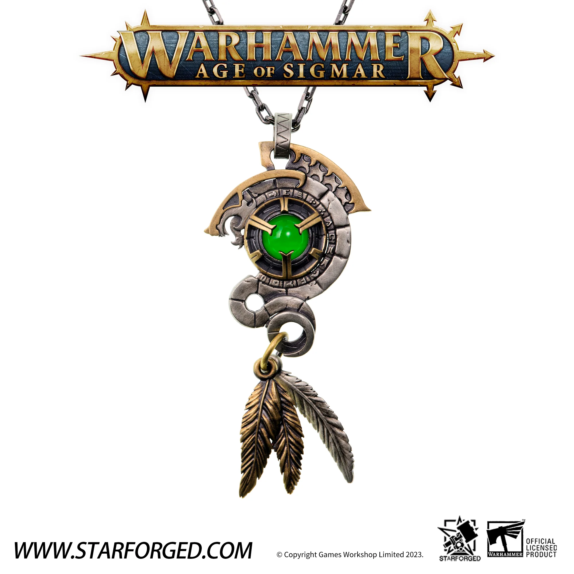 Starforged Warhammer Age of Sigmar Seraphon Astrolith Men's Green Gemstone Necklace Accessories 2024 New Gift - Image 9