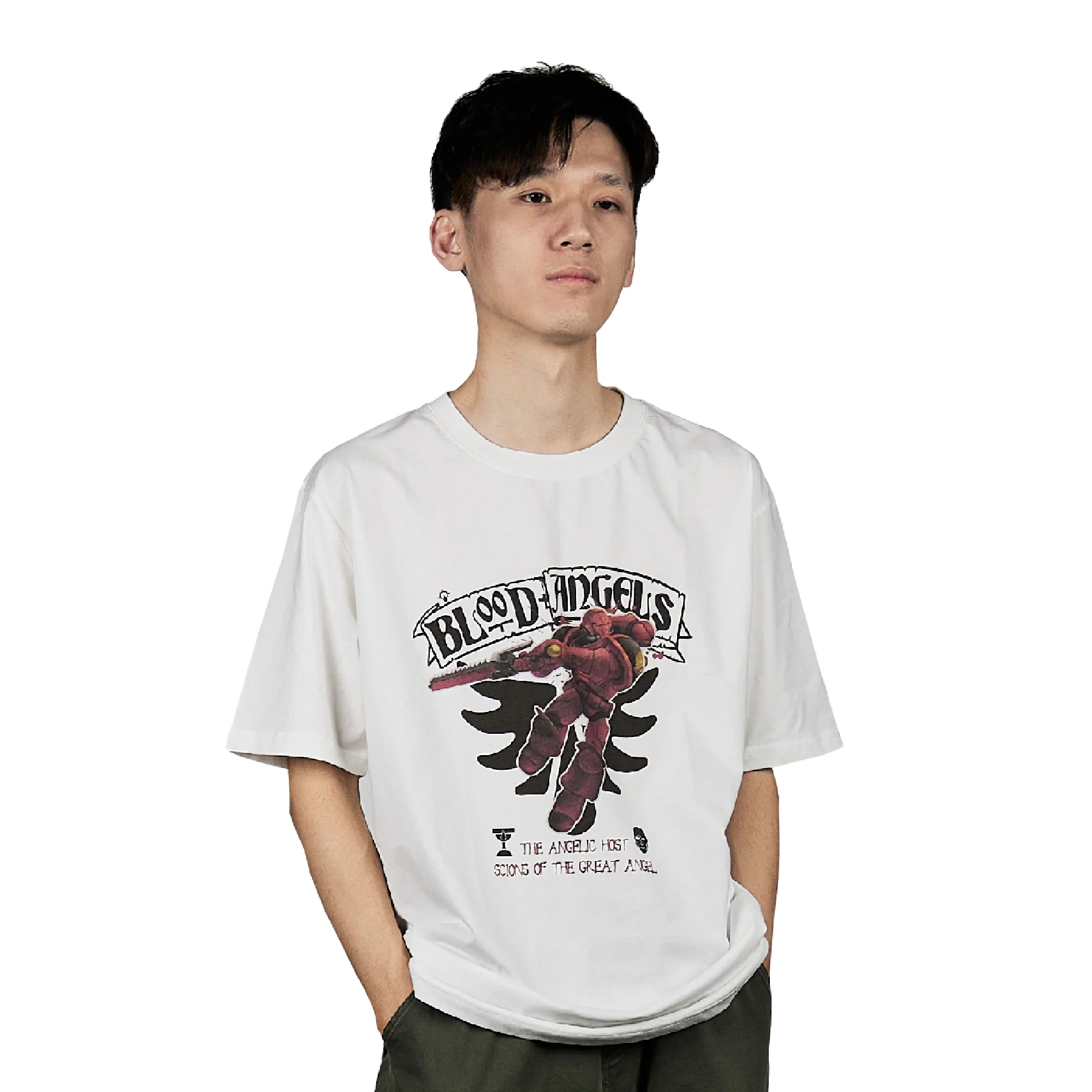 Warhammer 40K Themed T-Shirt Blood Angels 9th Legion White Short Sleeve - Image 3