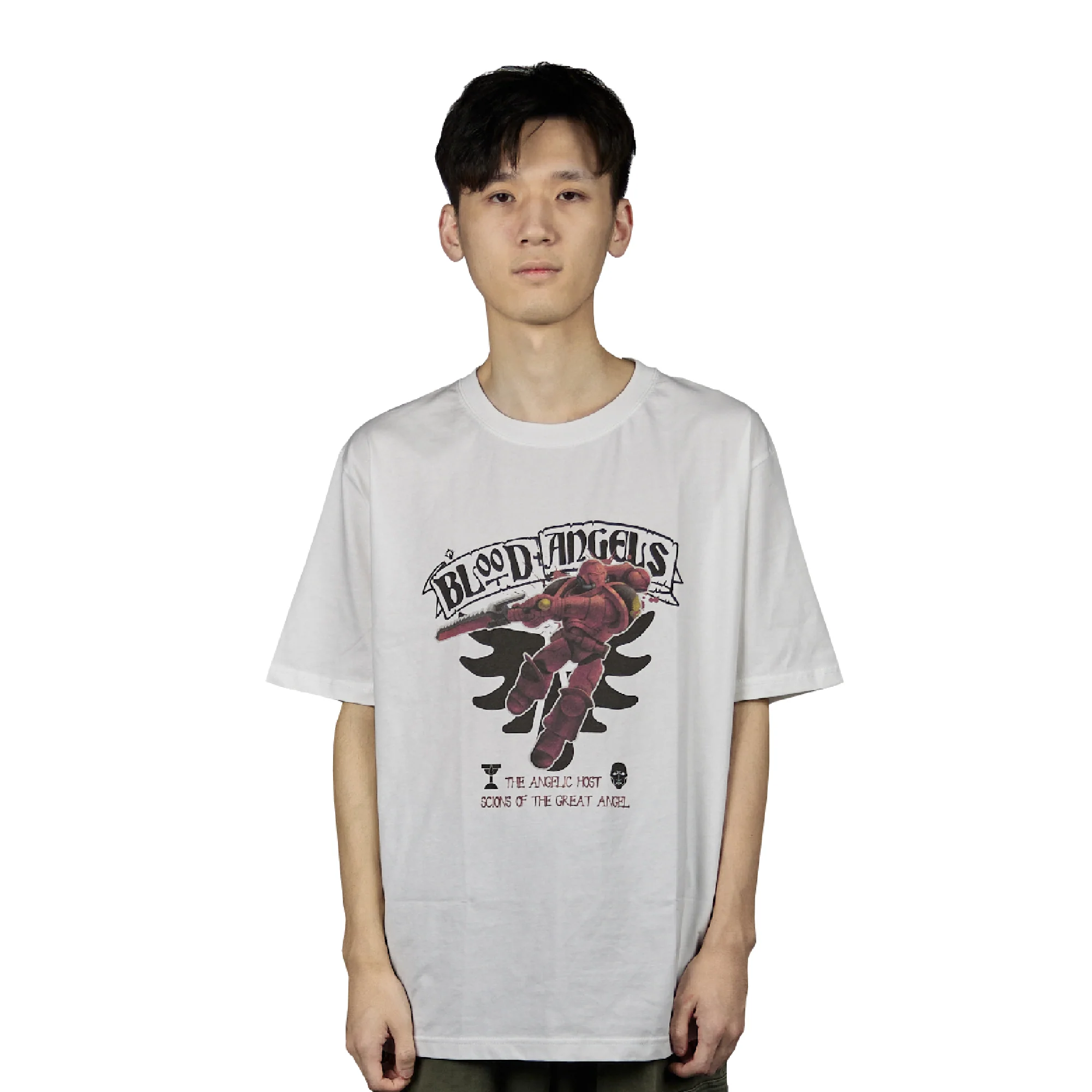 Warhammer 40K Themed T-Shirt Blood Angels 9th Legion White Short Sleeve - Image 4